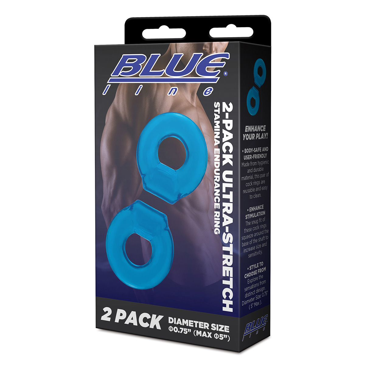 BlueLine Пара колец для пениса и мошонки 2-Pack Ultra-Stretch Stamina Endurance Ring