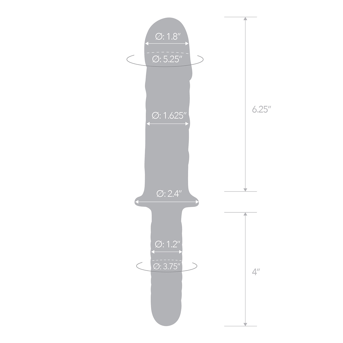 Glas Стеклянный фаллоимитатор двусторонний 11 in Girthy Cock Double Ended With Handle