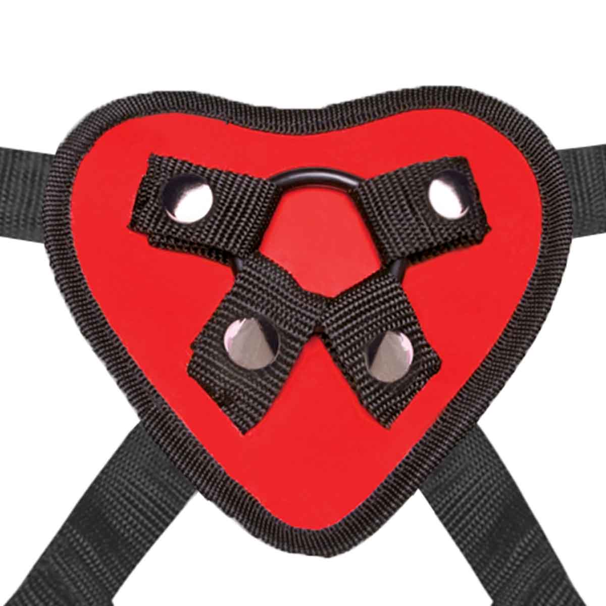 Lux Fetish Красные трусы с фаллосом для новичков Red Heart Strap on Harness & 5in Dildo Set