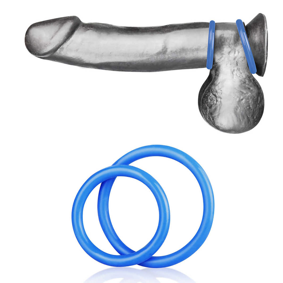 BlueLine Набор из двух голубых силиконовых колец разного диаметра SILICONE COCK RING SET