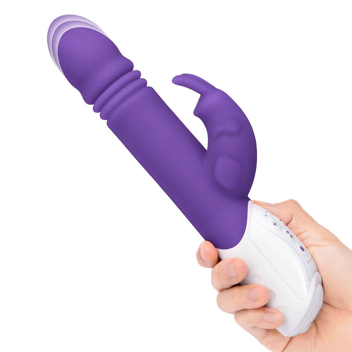 Rabbit Essentials Пульсирующий фиолетовый вибромассажер с двумя виброэлементами G-SPOT THRUSTING RABBIT
