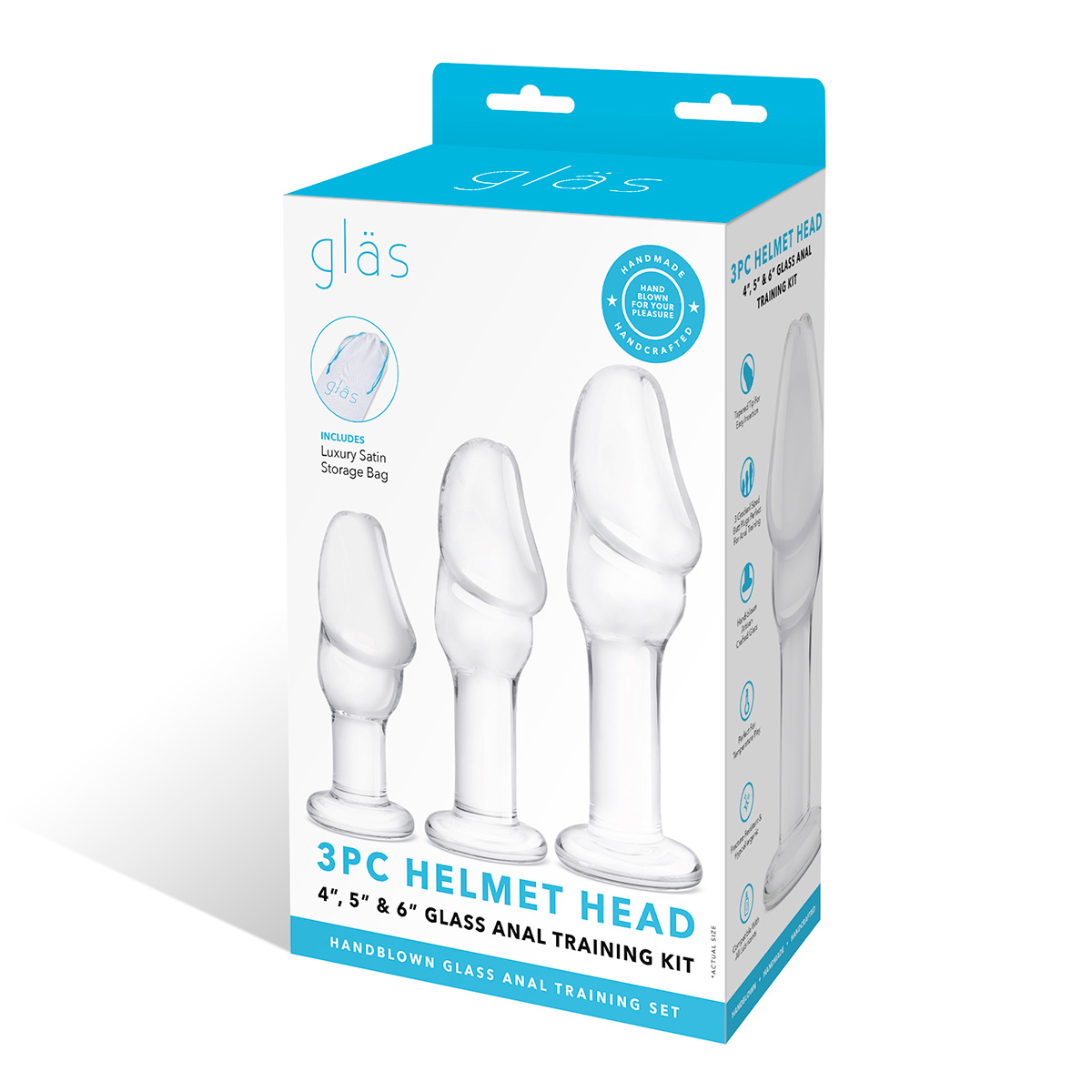 Glas Набор из трех стеклянных стимуляторов Helmet Head Glass Anal Training Kit