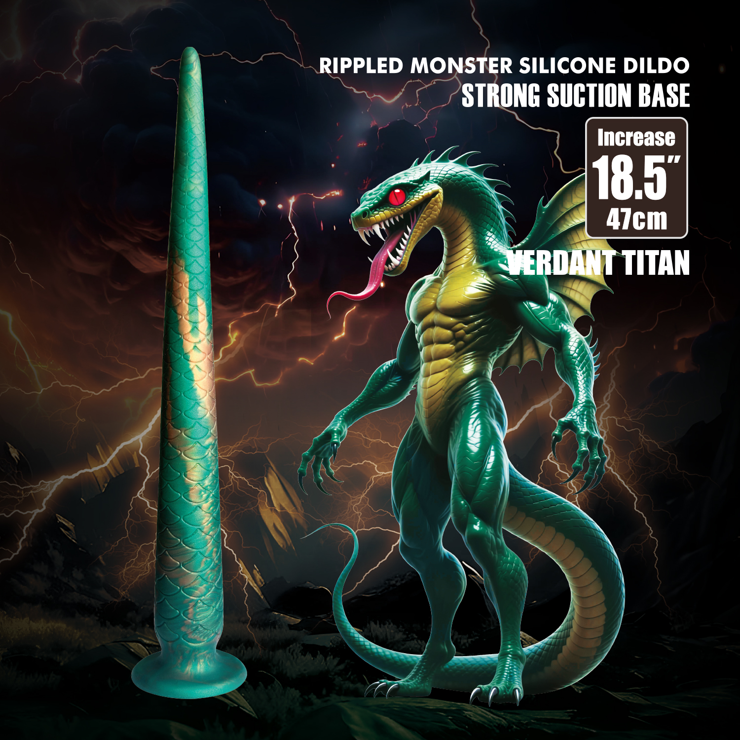 Verdant Titan, фаллоимитатор на присоске, серии Power Monsters, 47 см