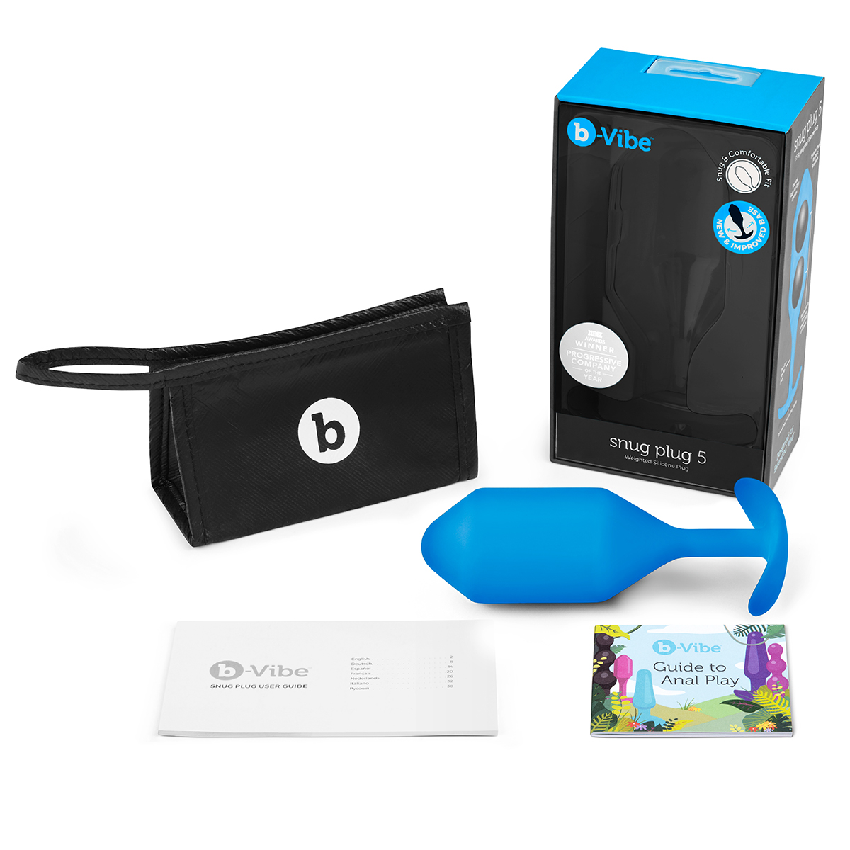 b-Vibe Профессиональная пробка для ношения B-vibe Snug Plug 5 синяя