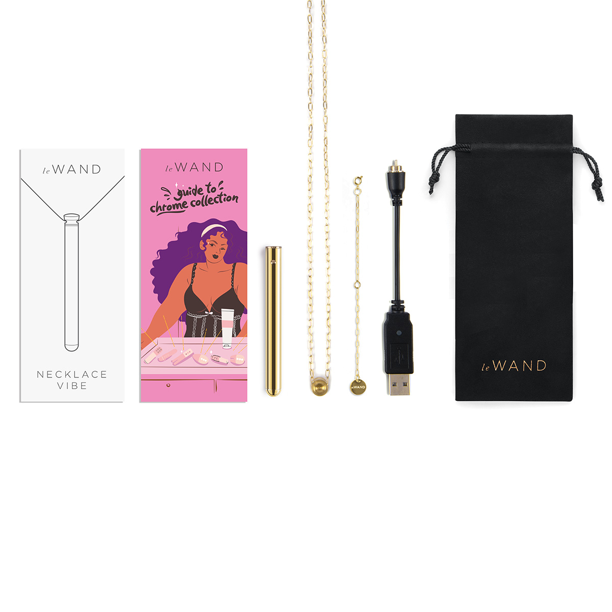 le WAND Элегантный вибромассажер-кулон из стали le WAND VIBRATING NECKLACE GOLD
