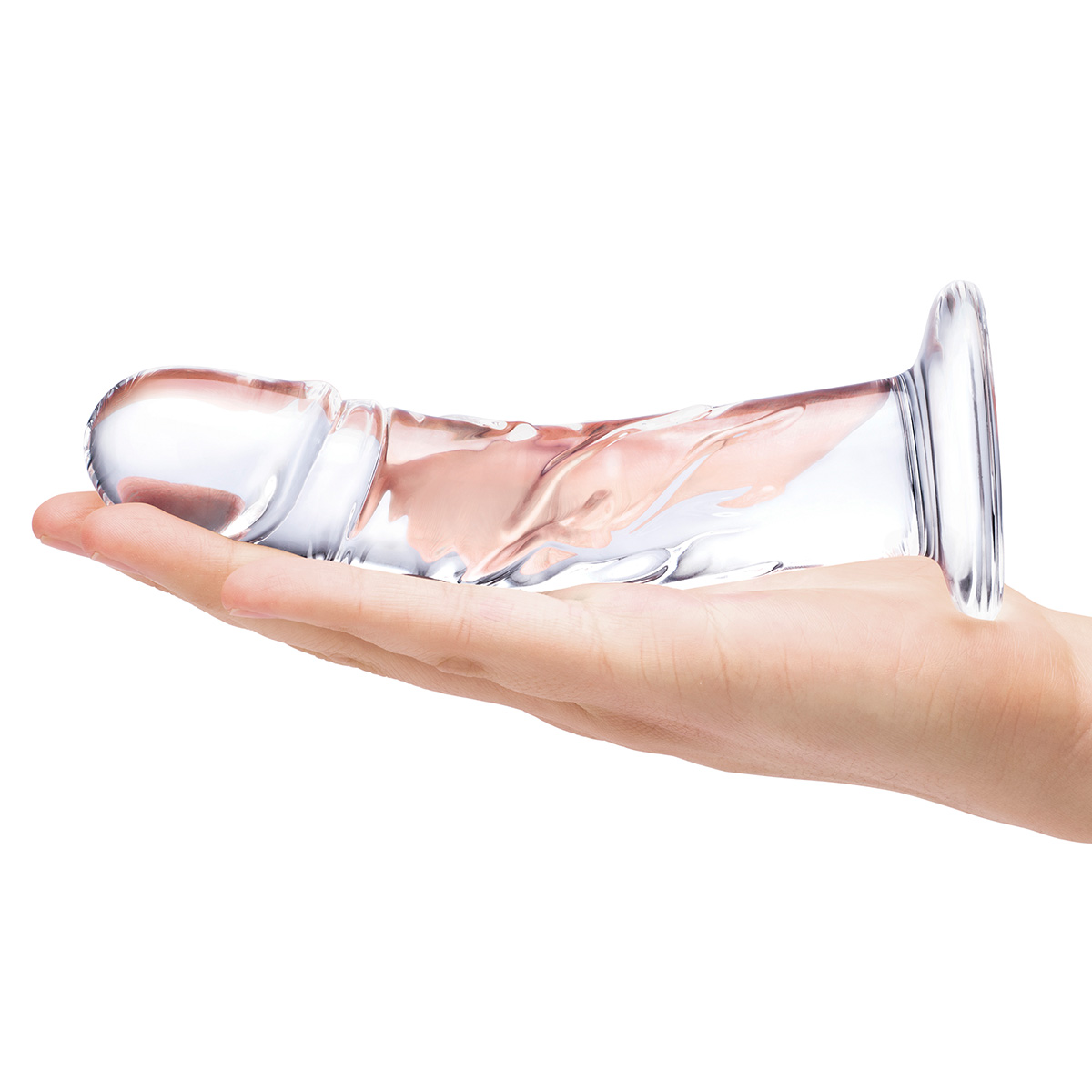 Glas Реалистичный по форме фаллоимитатор из стекла 7" Curved Realistic Glass Dildo With Veins