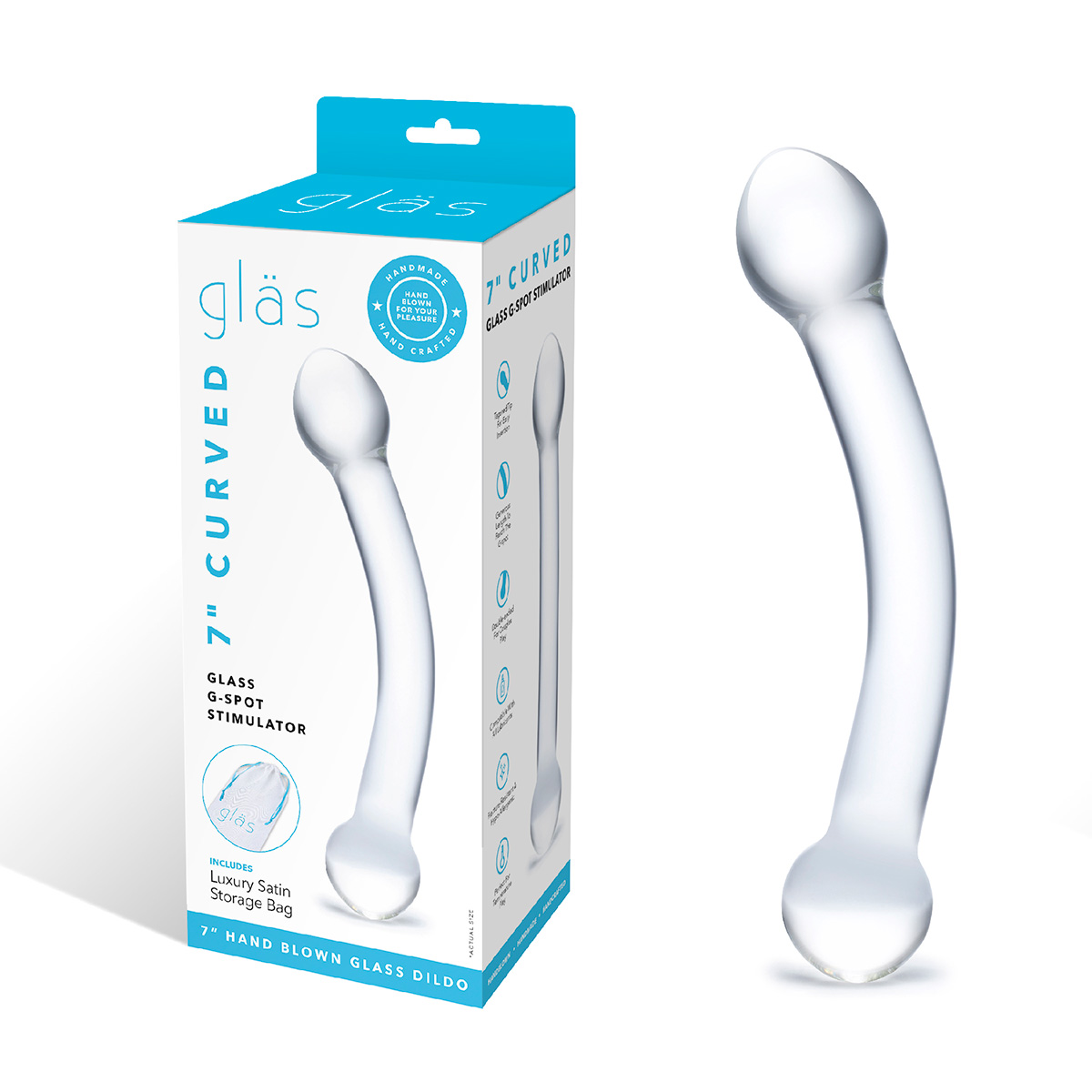 Glas Прозрачный фаллос для точки G Curved G-Spot Stimulator