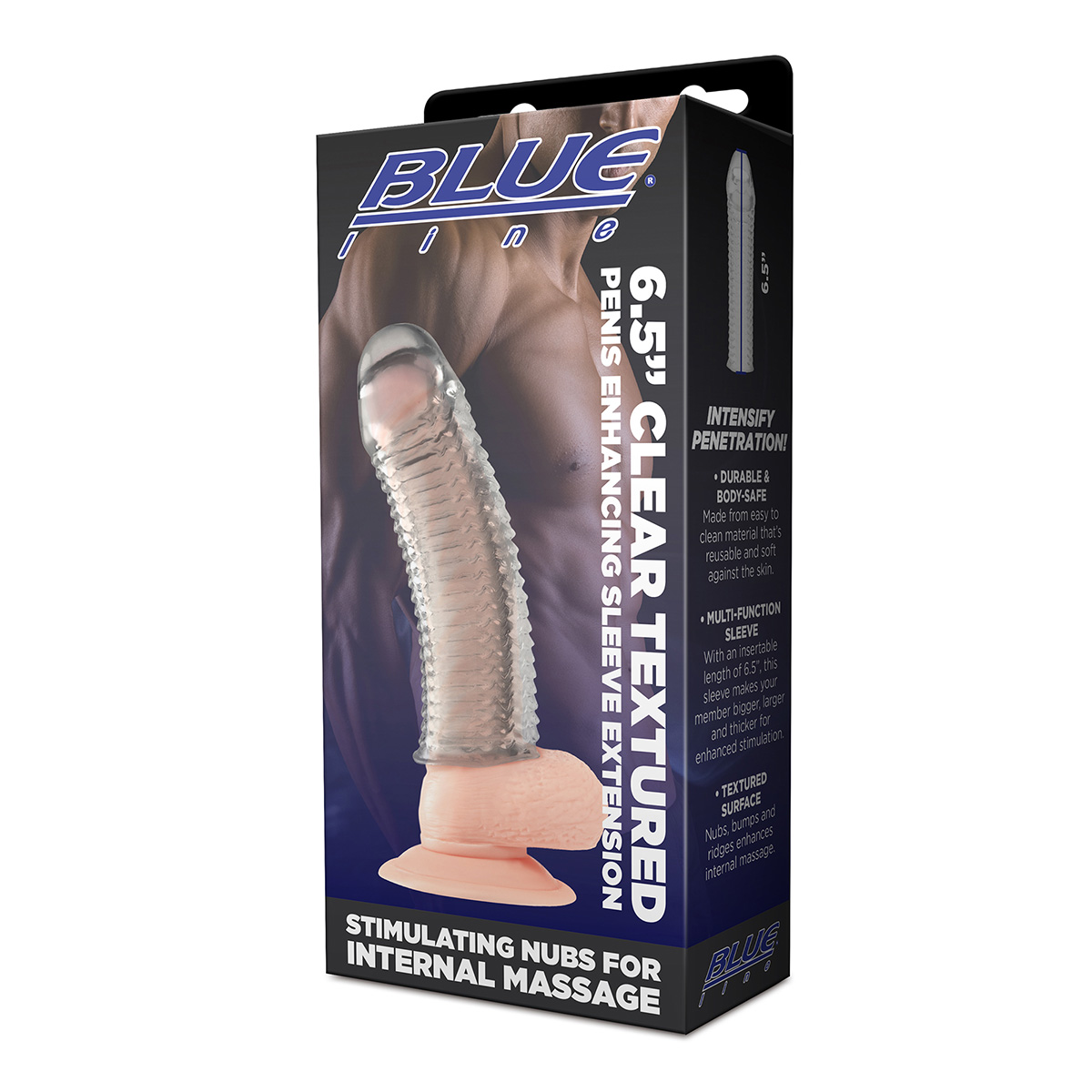 BlueLine Текстурированная насадка на пенис 6,5in Clear Textured Penis Enhancing Sleeve Extension