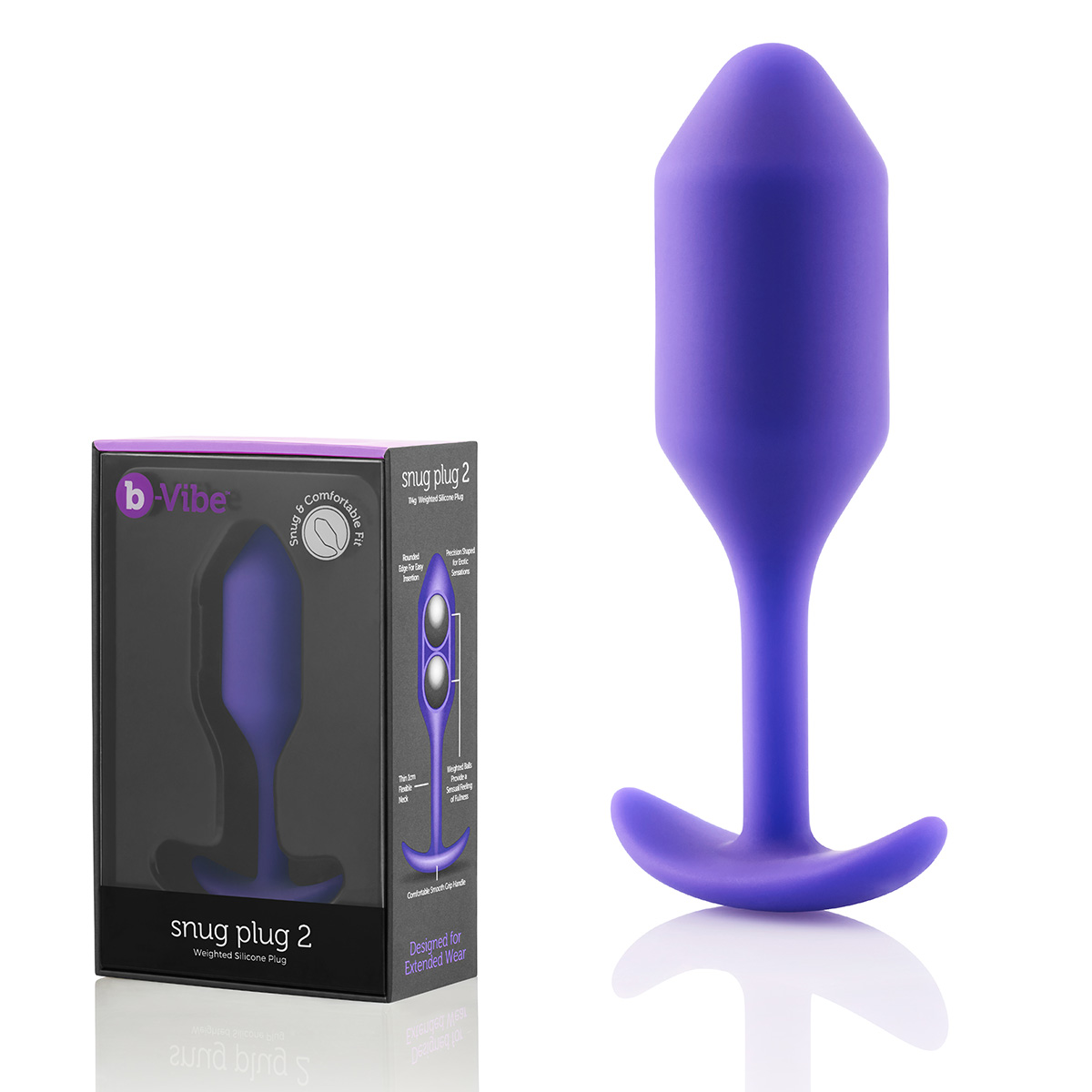 b-Vibe Профессиональная пробка для ношения B-vibe Snug Plug 2 фиолетовая