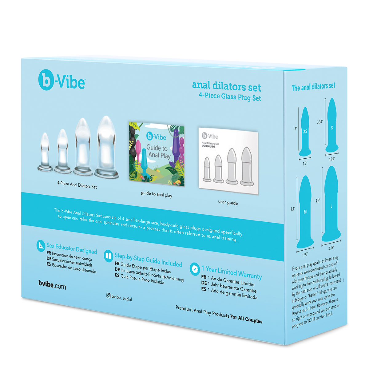 b-Vibe Набор тренировочных стеклянных плагов ANAL DILATORS SET