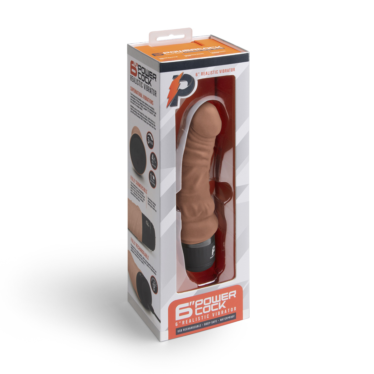 PowerCocks Небольшой массажер 6" Realistic Vibrator мокка