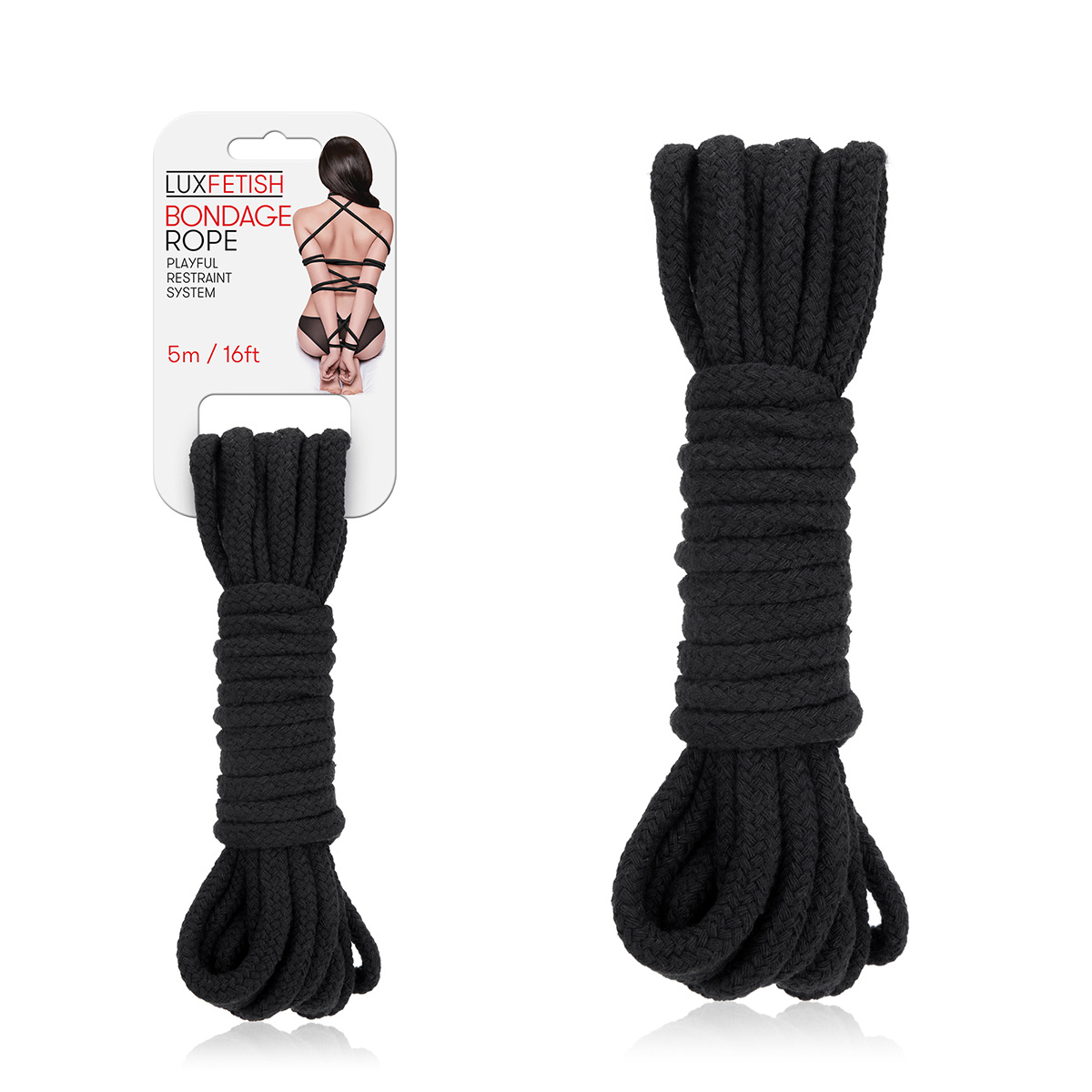 Lux Fetish Черная хлопковая веревка 5 м для связывания Bondage Rope