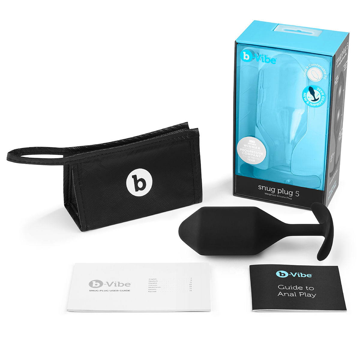 b-Vibe Профессиональная пробка для ношения B-vibe Snug Plug 5 черная