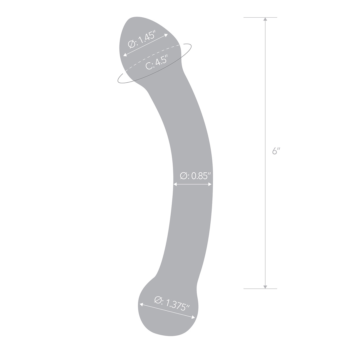 Glas Прозрачный фаллос для точки G Curved G-Spot Stimulator