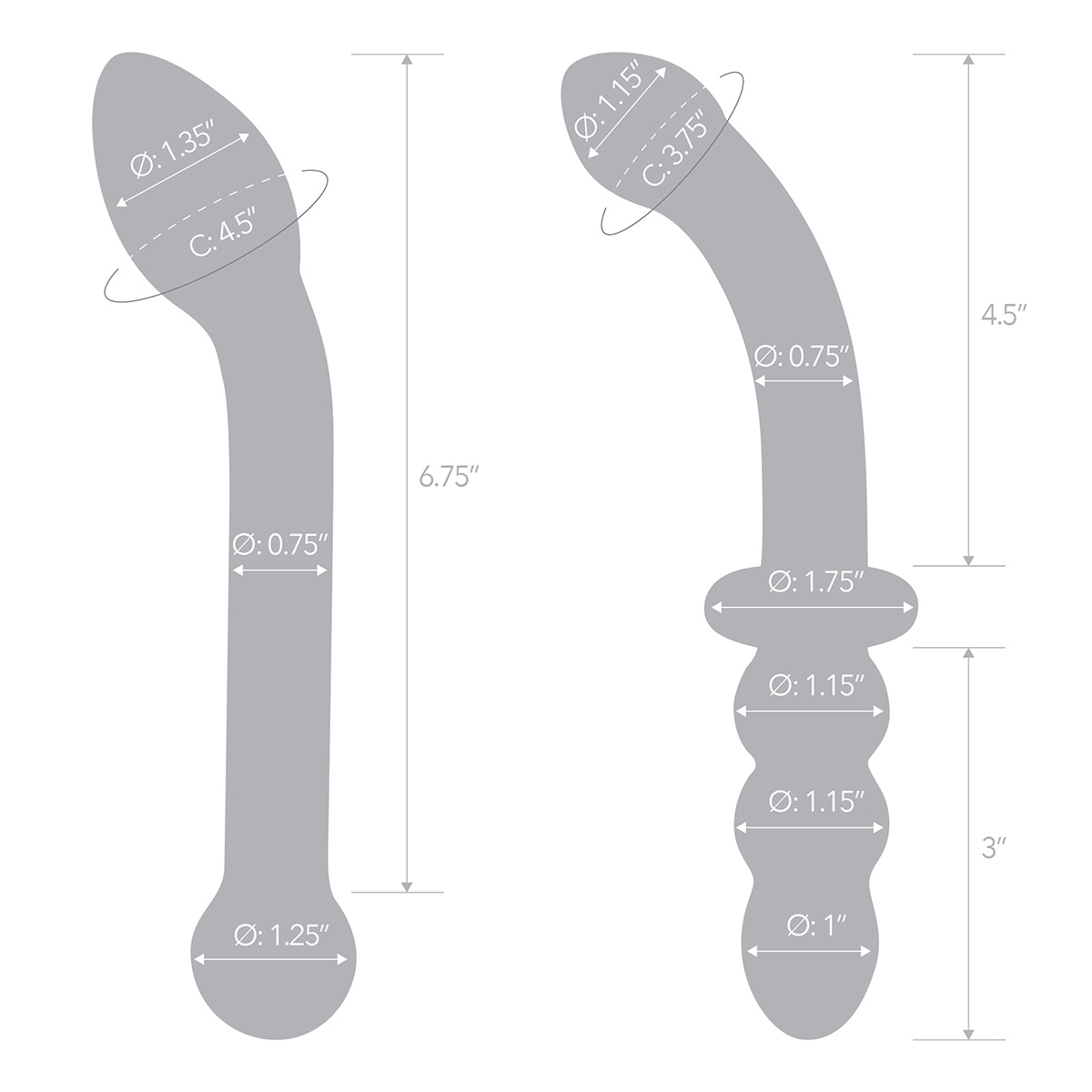 Glas Сет из 2-х стеклянных фаллоимитаторов G-SPOT PLEASURE