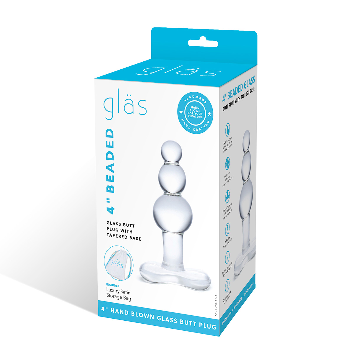 Glas Анальная елочка с 3-мя шариками Butt Plug with Tapered Base