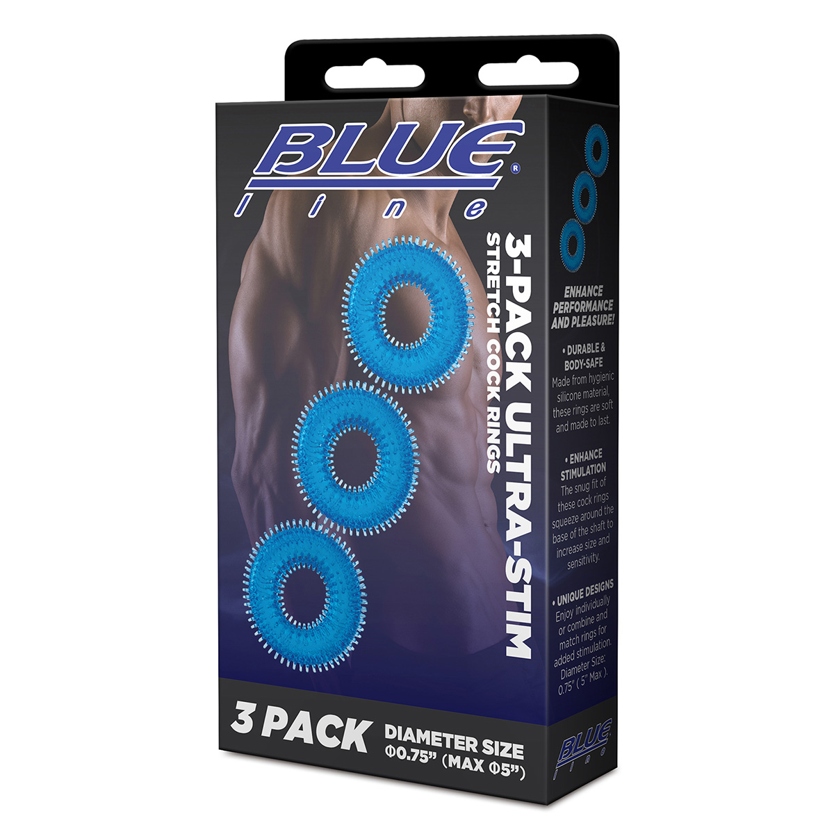 BlueLine Комплект из трех колец для эрекции 3-Pack Ultra-Stim Stretch Cock Rings