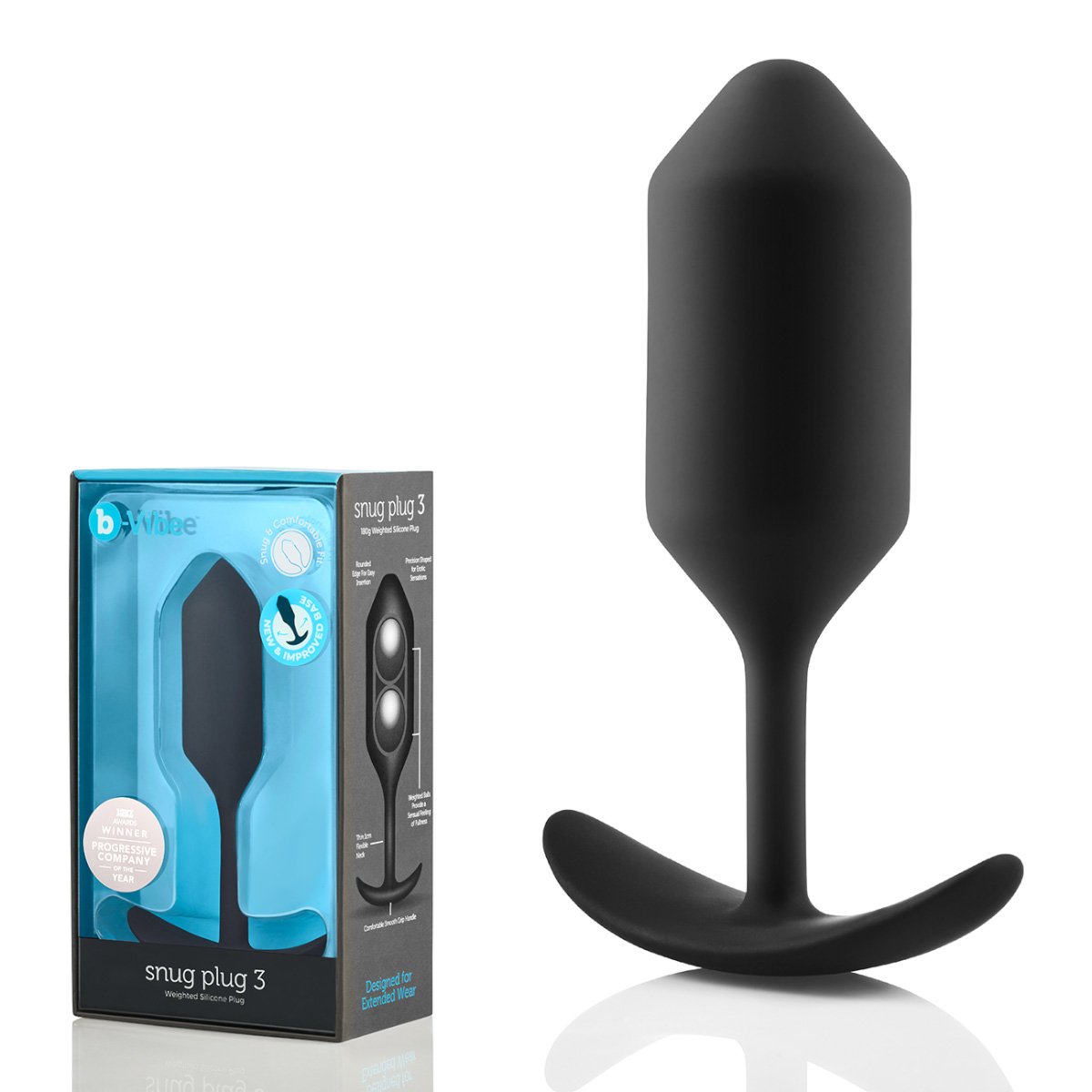 b-Vibe Профессиональная пробка для ношения B-vibe Snug Plug 3 черная