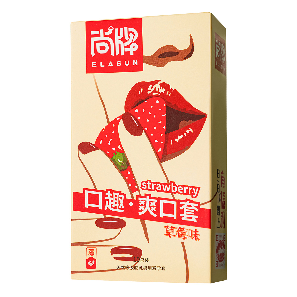 Elasun Презервативы для орального секса с плоским наконечником Elasun Strawberry 1 уп (10 шт)