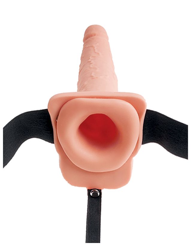 Полый страпон эякулир. Fetish Fantasy 7.5 Hollow Squirting Strap-On with Balls Flesh