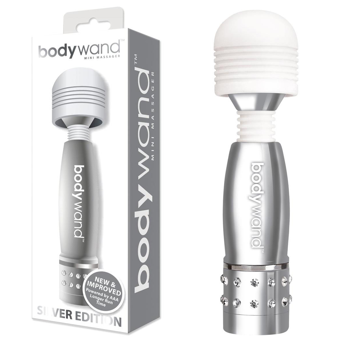 BodyWand Серебряный мини-ванд с кристаллами
