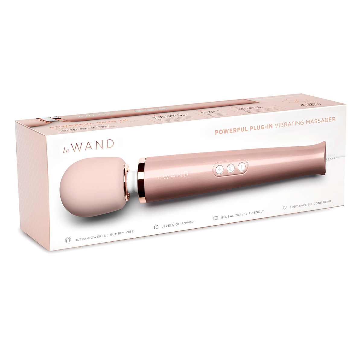 le WAND Проводной вибромассажер розовое золото le WAND Rose Gold с 10-ю скоростями