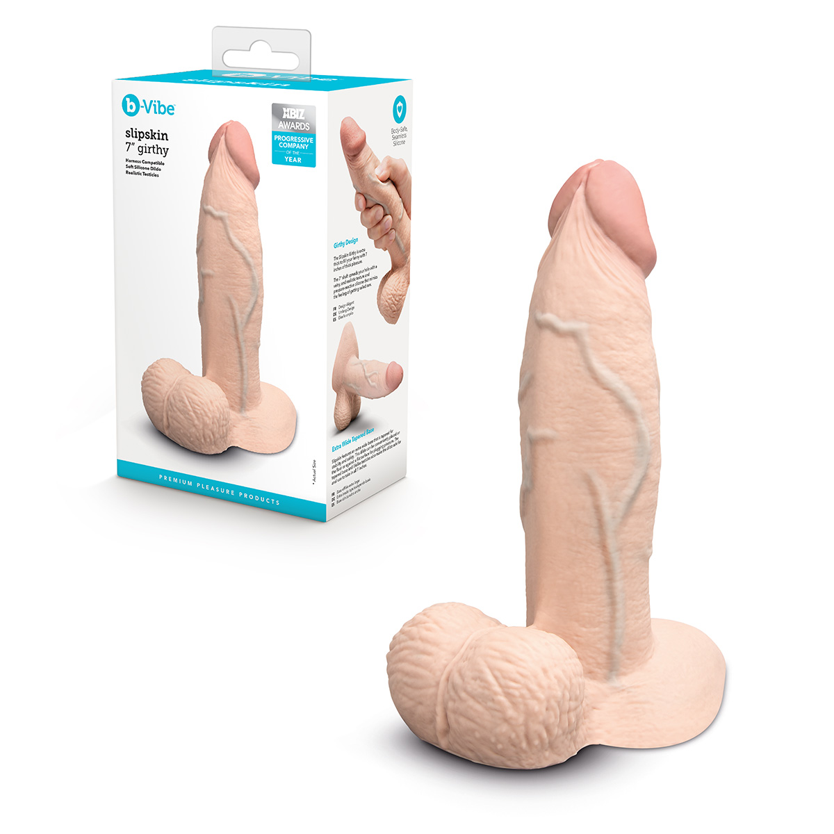 b-Vibe Анальный реалистичный фаллоимитатор SLIPSKIN REALISTIC GIRTHY 7 in