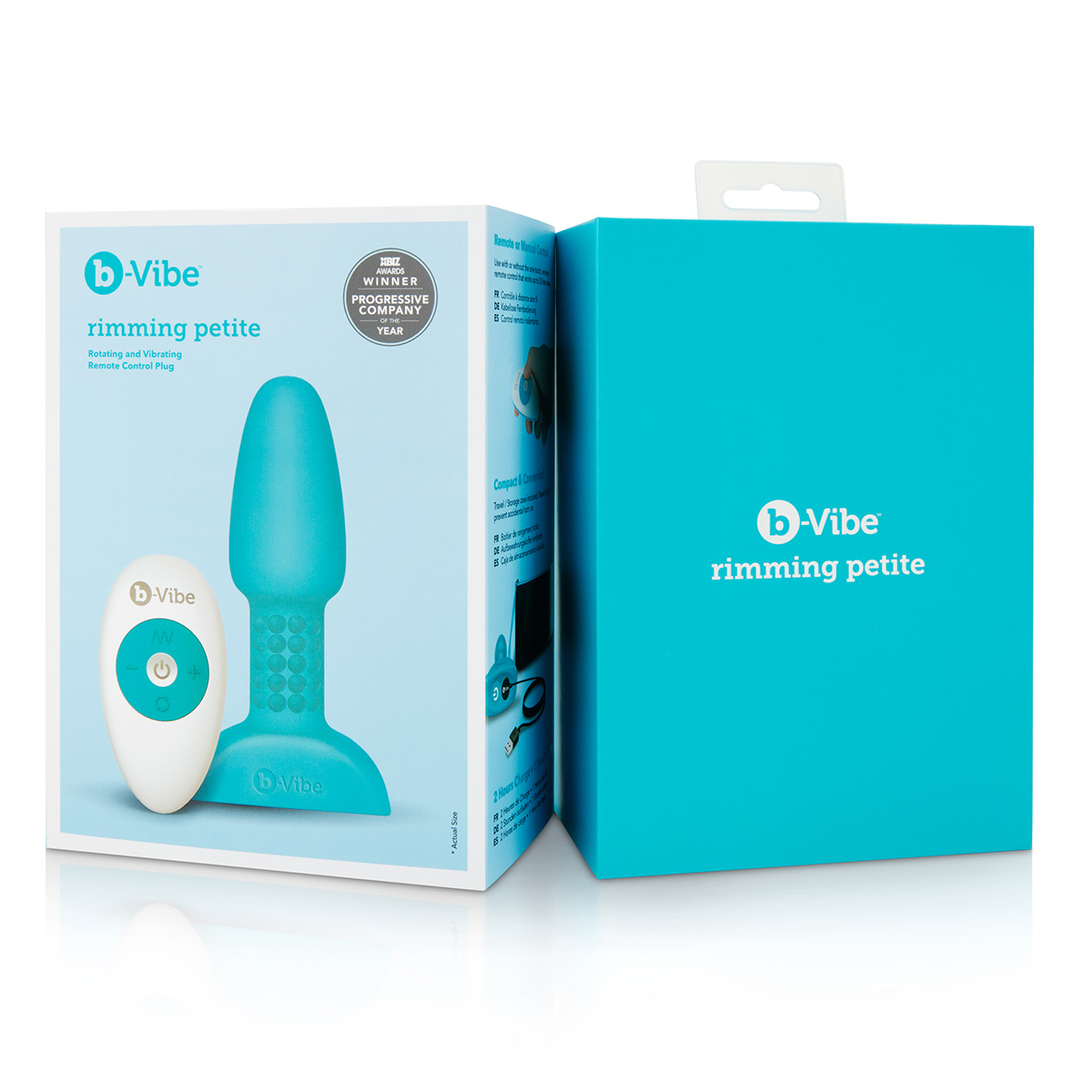 b-Vibe Анальная премиум-пробка с римминг эффектом Rimming Petite голубая