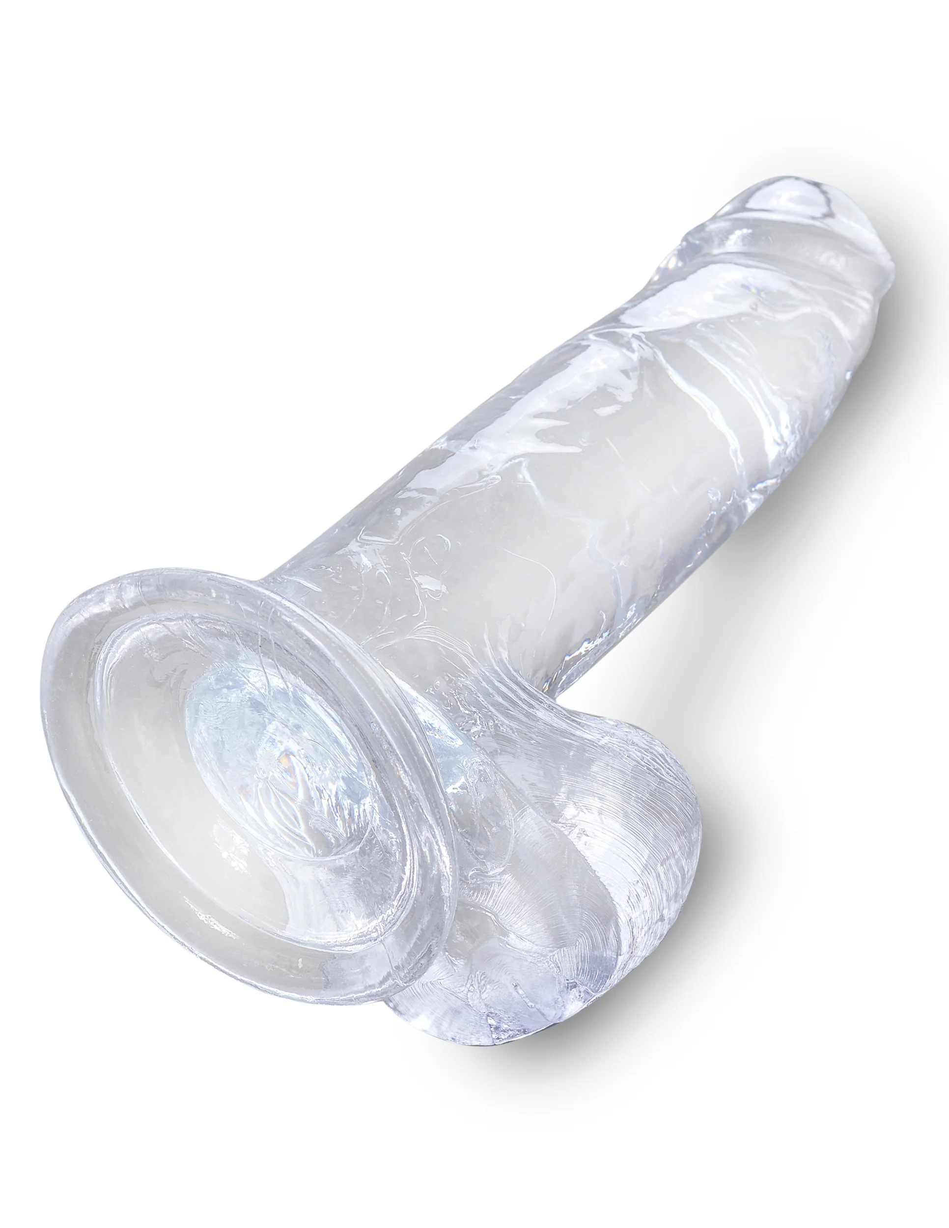 Прозрачный фаллоимитатор с мошонкой на присоске King Cock Clear 7