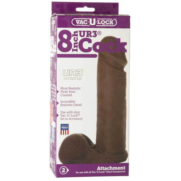 Насадка реалистик 8 черн. для Харнесс, UR3 Vac-U-Lock™ - 8 ULTRASKYN™ Cock - Choco