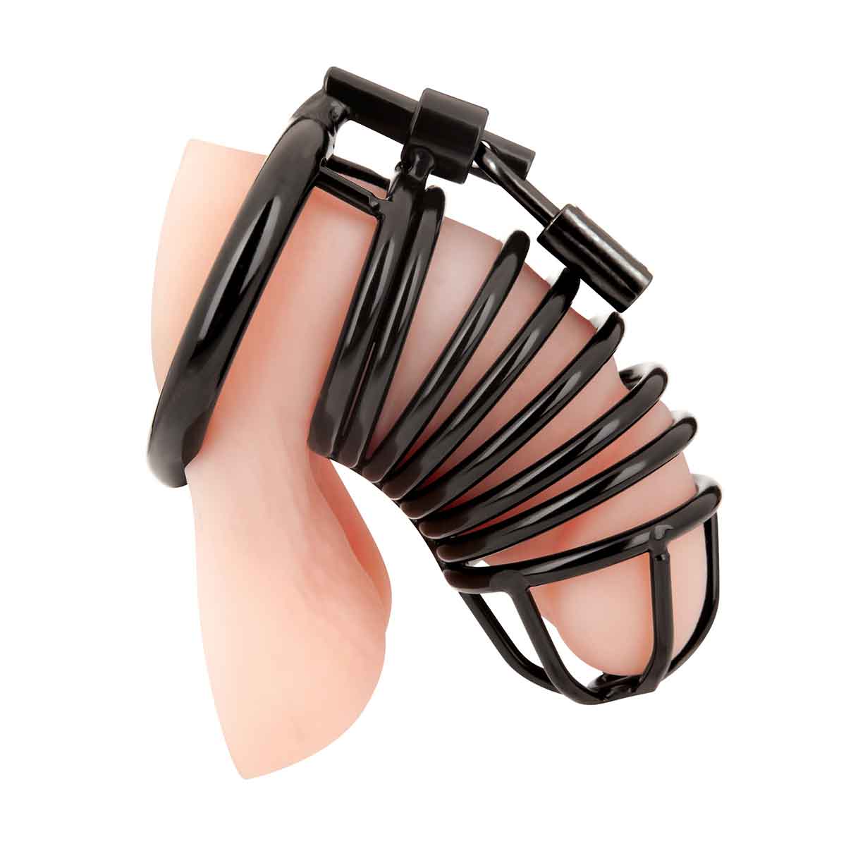 BlueLine Металлическая черная клетка с замком для сексуальных пыток члена Deluxe Chastity Cage