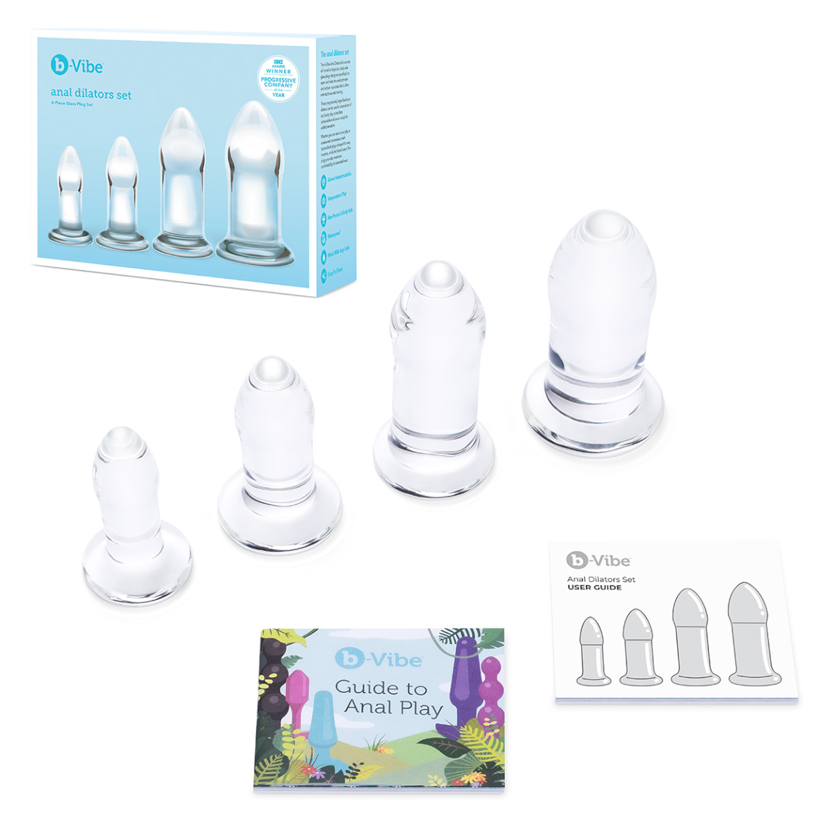 b-Vibe Набор тренировочных стеклянных плагов ANAL DILATORS SET