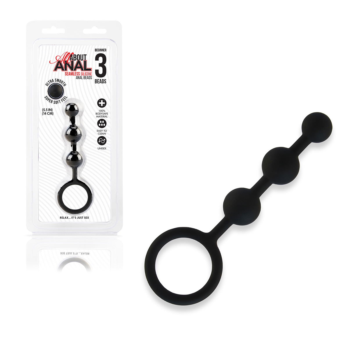 All about anal Черные силиконовые анальные бусины Silicone Anal Beads 3 шарика