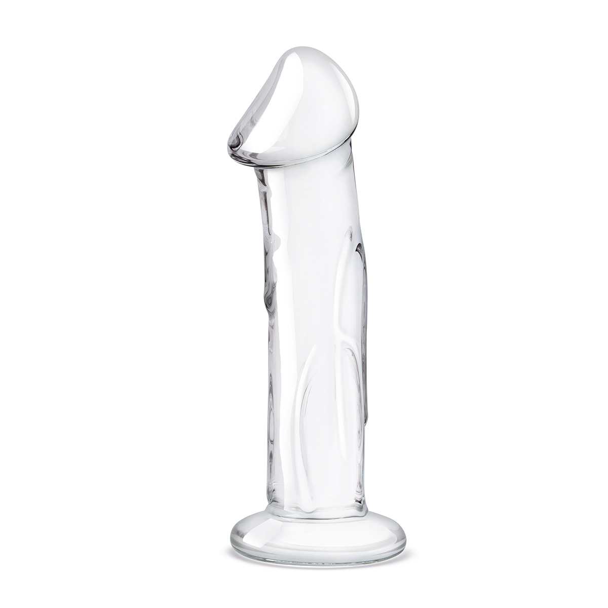 Glas Фаллоимитатор 6 in с рельефом и крупной головкой Glass Dildo With Veins & Flat Base