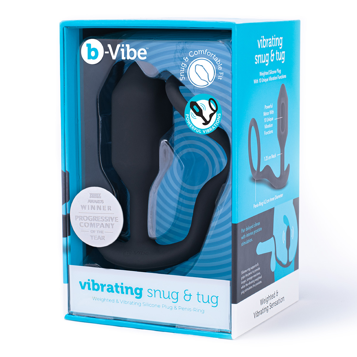 b-Vibe Вибрирующий плаг с кольцом для эрекции Vibrating Snug & Tug размер M