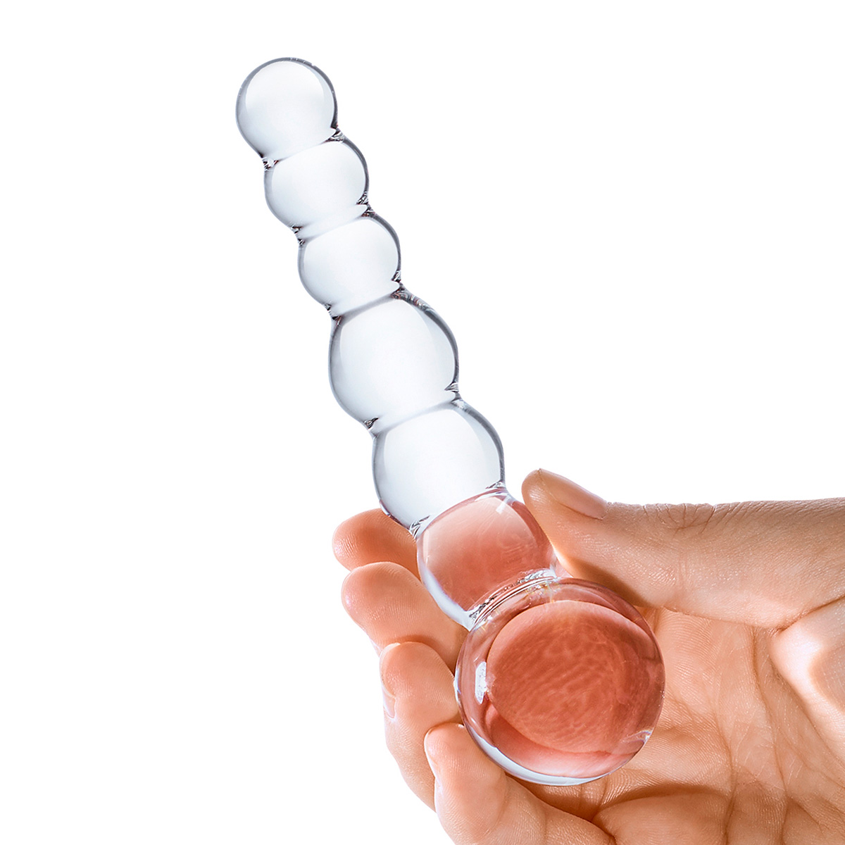 Glas Изогнутный прозрачный фаллос Beaded Dildo