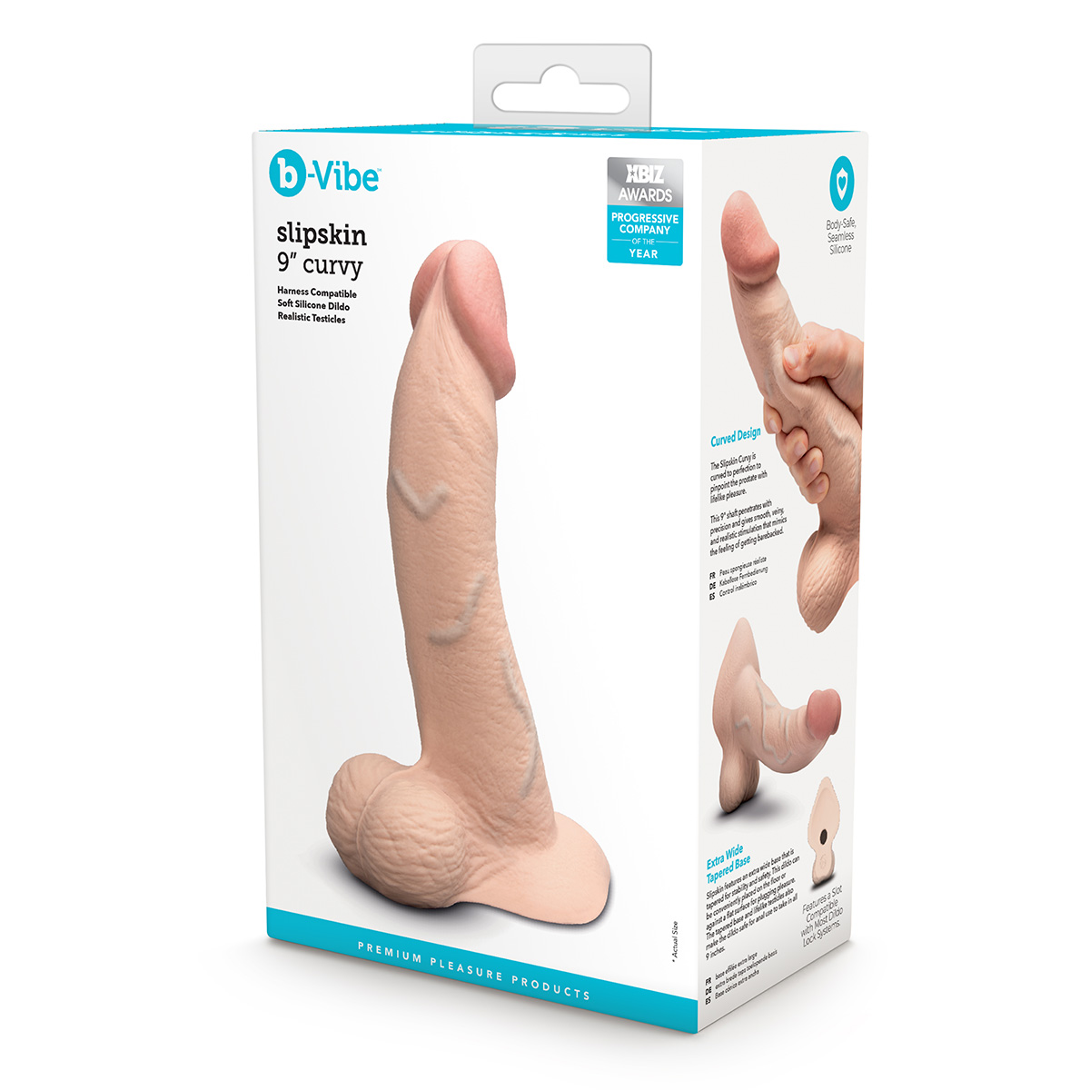 b-Vibe Анальный изогнутый фаллоимитатор SLIPSKIN REALISTIC CURVED 9 in