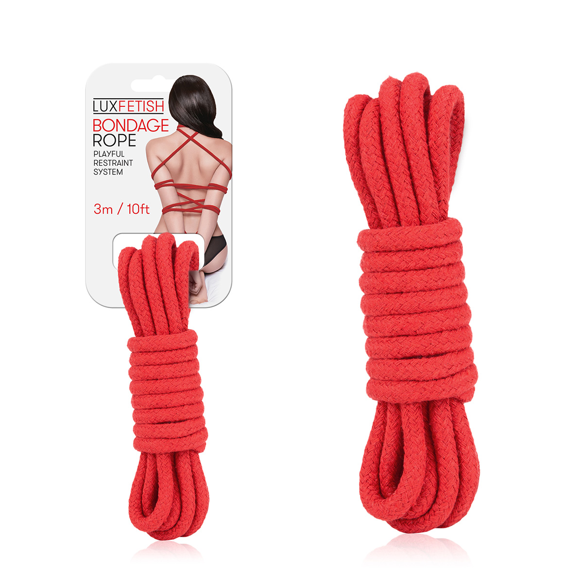 Lux Fetish Красная хлопковая веревка 3 м для связывания Bondage Rope