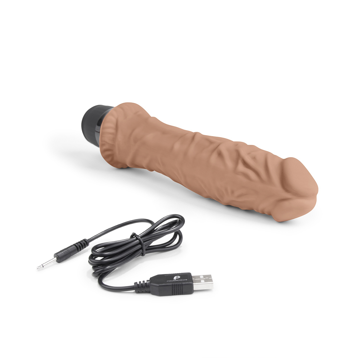 PowerCocks Классический массажер 8" Girthy Realistic Vibrator мокка
