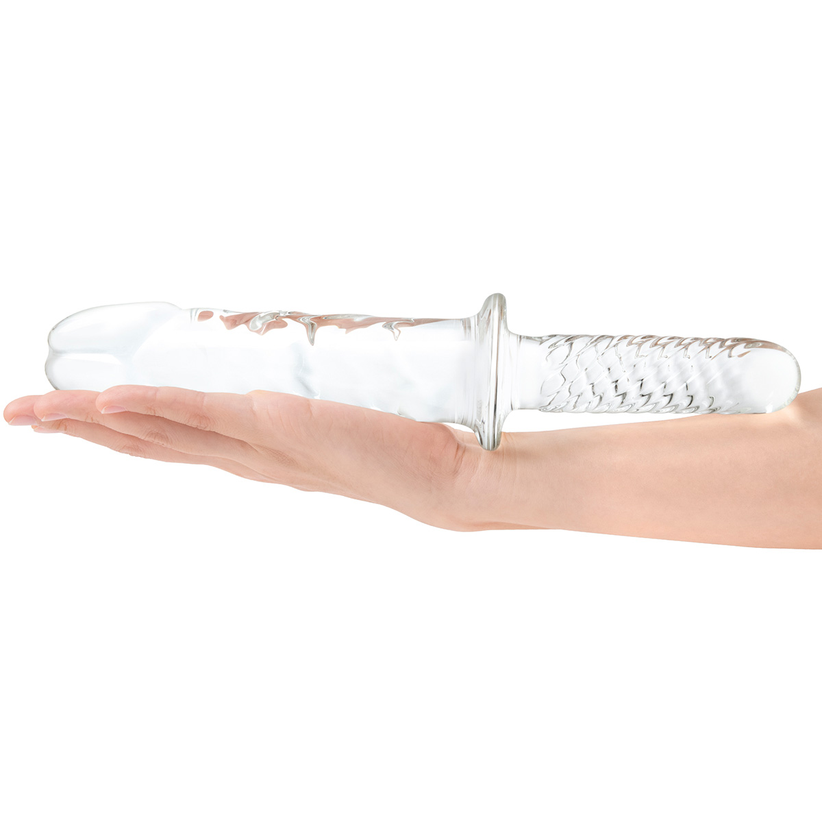 Glas Стеклянный фаллоимитатор двусторонний 11 in Girthy Cock Double Ended With Handle