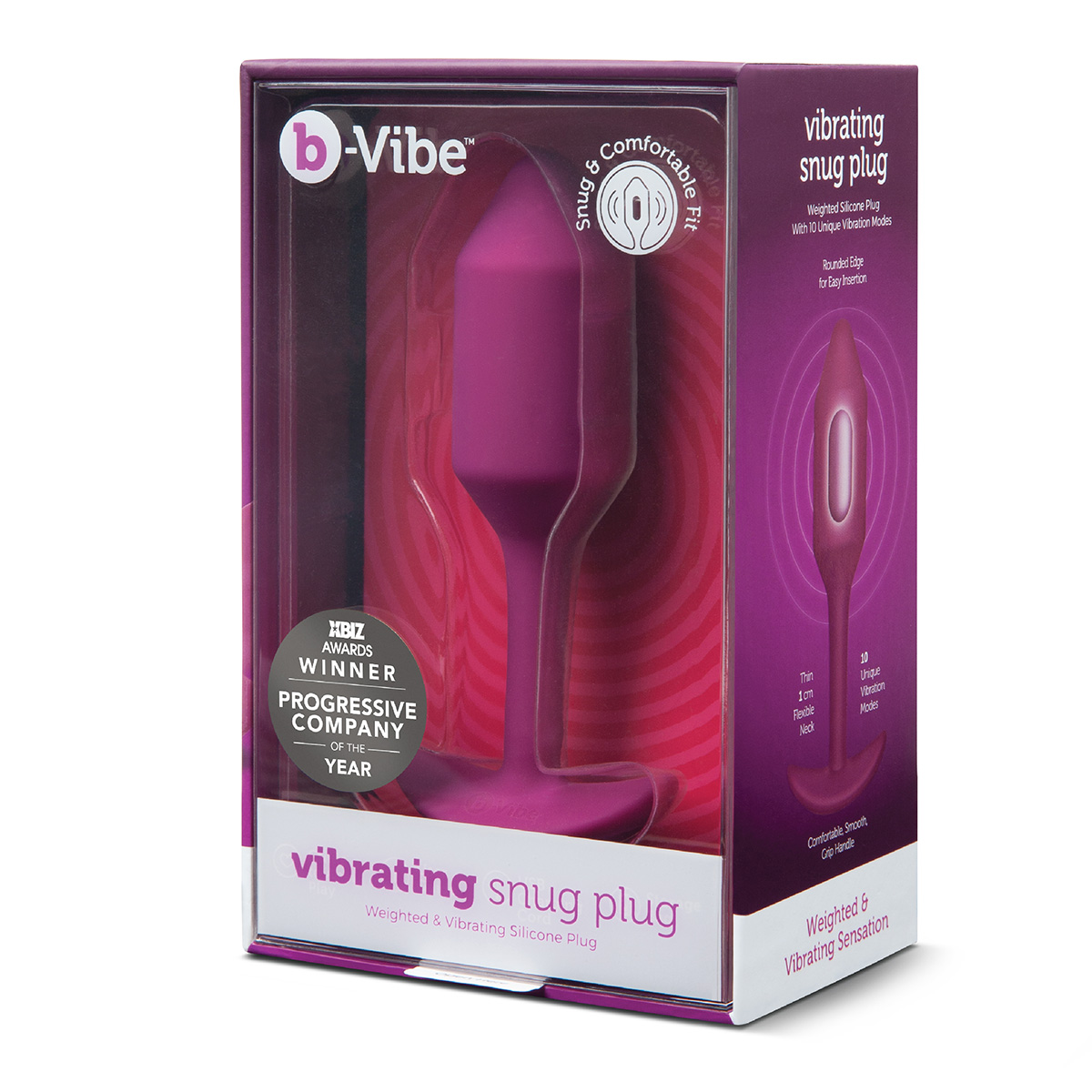 b-Vibe Профессиональная пробка для ношения с вибрацией розовая B-Vibe Vibrating Snug Plug 2