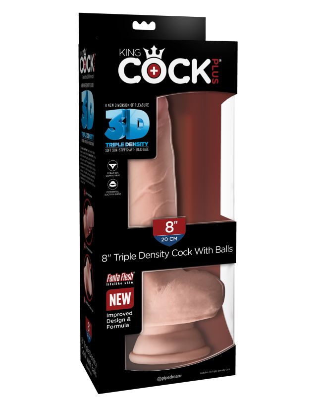 Фаллоимитатор на присоске King Cock Plus 8 Triple Density Fat Cock with Balls