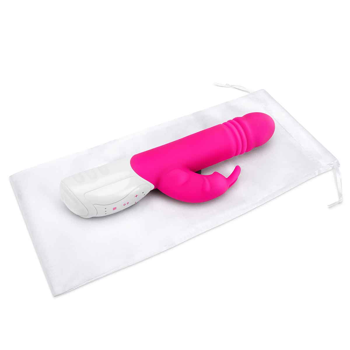 Rabbit Essentials Пульсирующий розовый вибромассажер с двумя виброэлементами G-SPOT THRUSTING RABBIT
