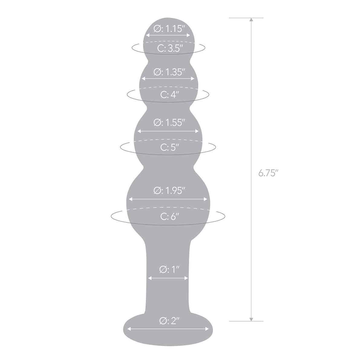 Glas Анальная прозрачная пирамида 7,25in BEADED BUTT PLUG