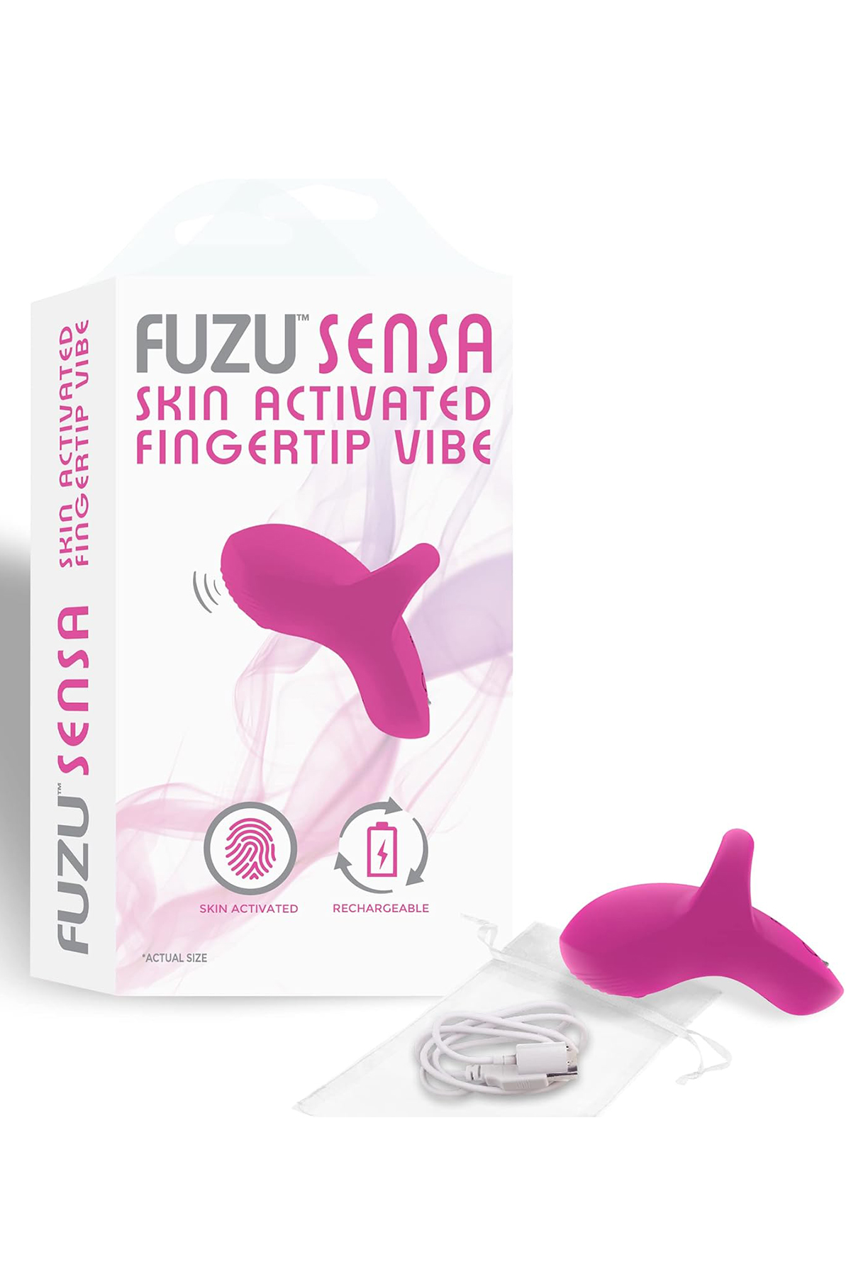Сенсорный вибромассажёр на палец Fuzu Sensa, розовый
