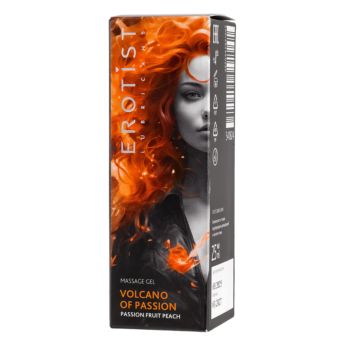 Erotist Гель Erotist с эффектом вибрации вкус персик-маракуйя VOLCANO OF PASSION PASSION FRUIT PEACH 25 мл