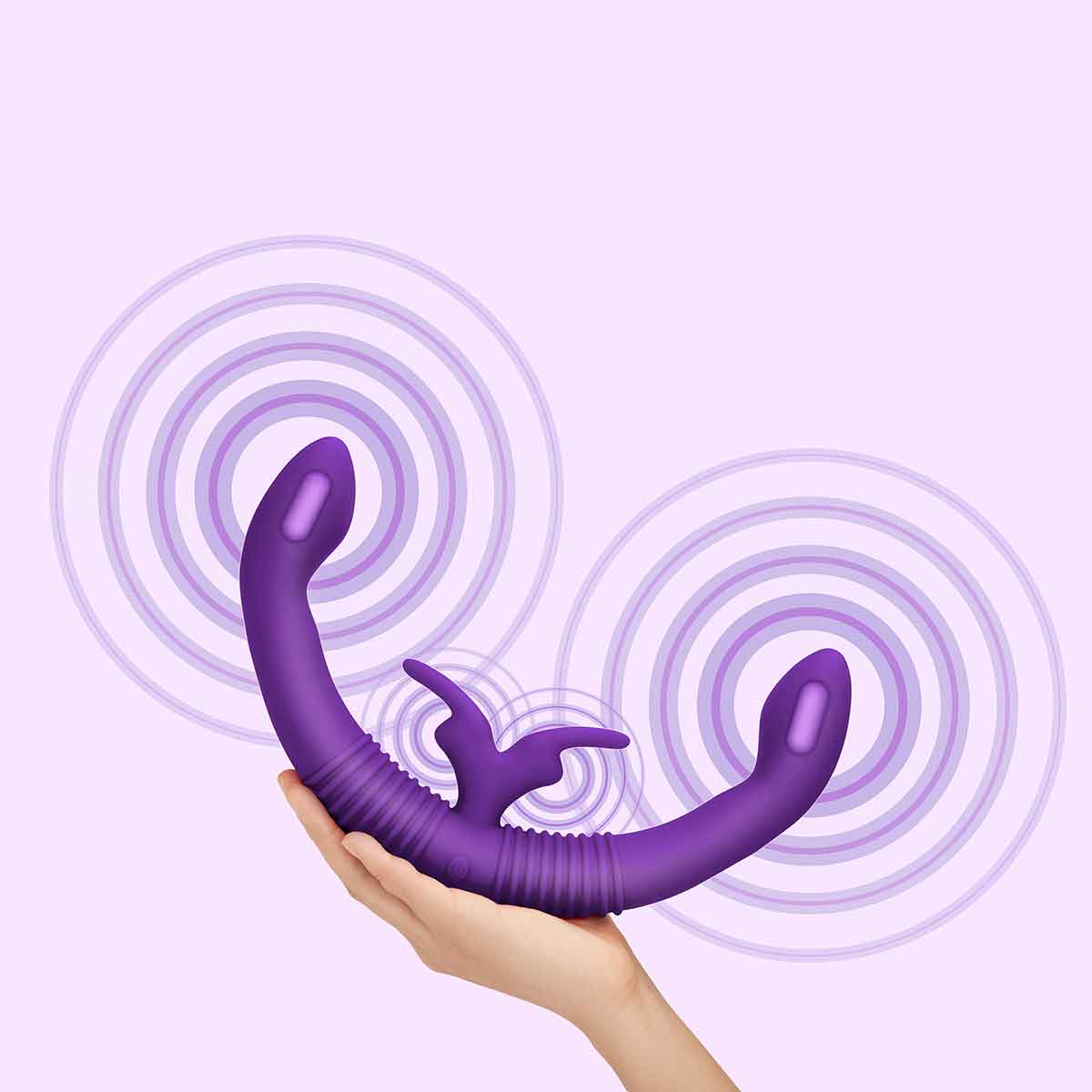 Together Toy Парный двухголовый фиолетовый кролик-вибратор Together