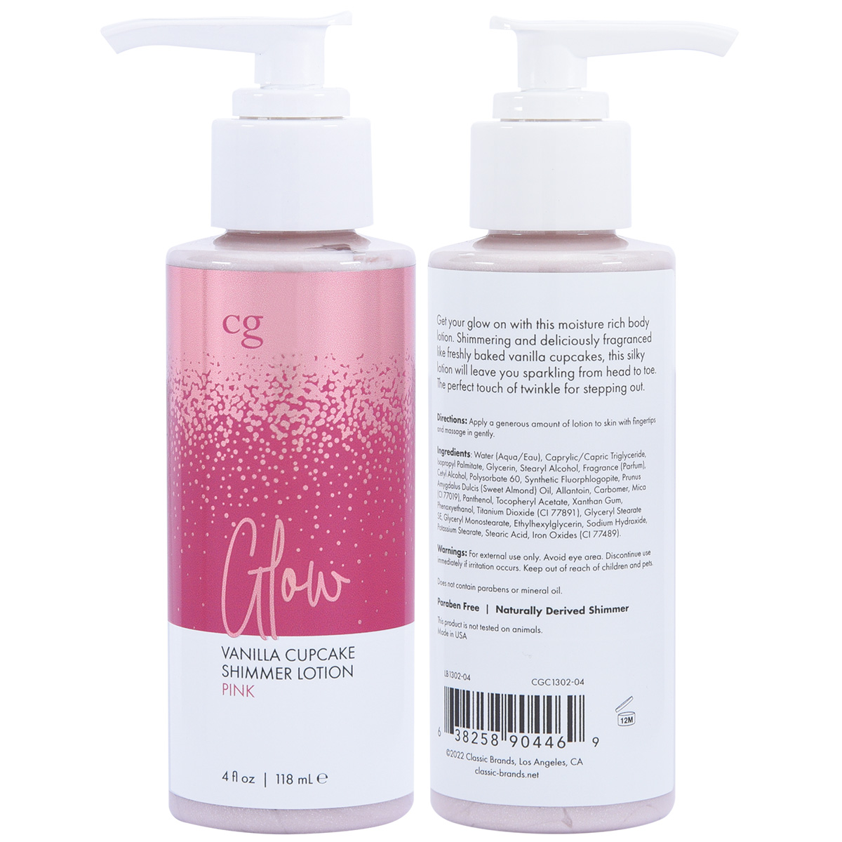 CG Срок до 30.08.2026 Мерцающий лосьон для тела CG GLOW Vanilla Cupcake Shimmer Lotion розовые блестки 118 мл