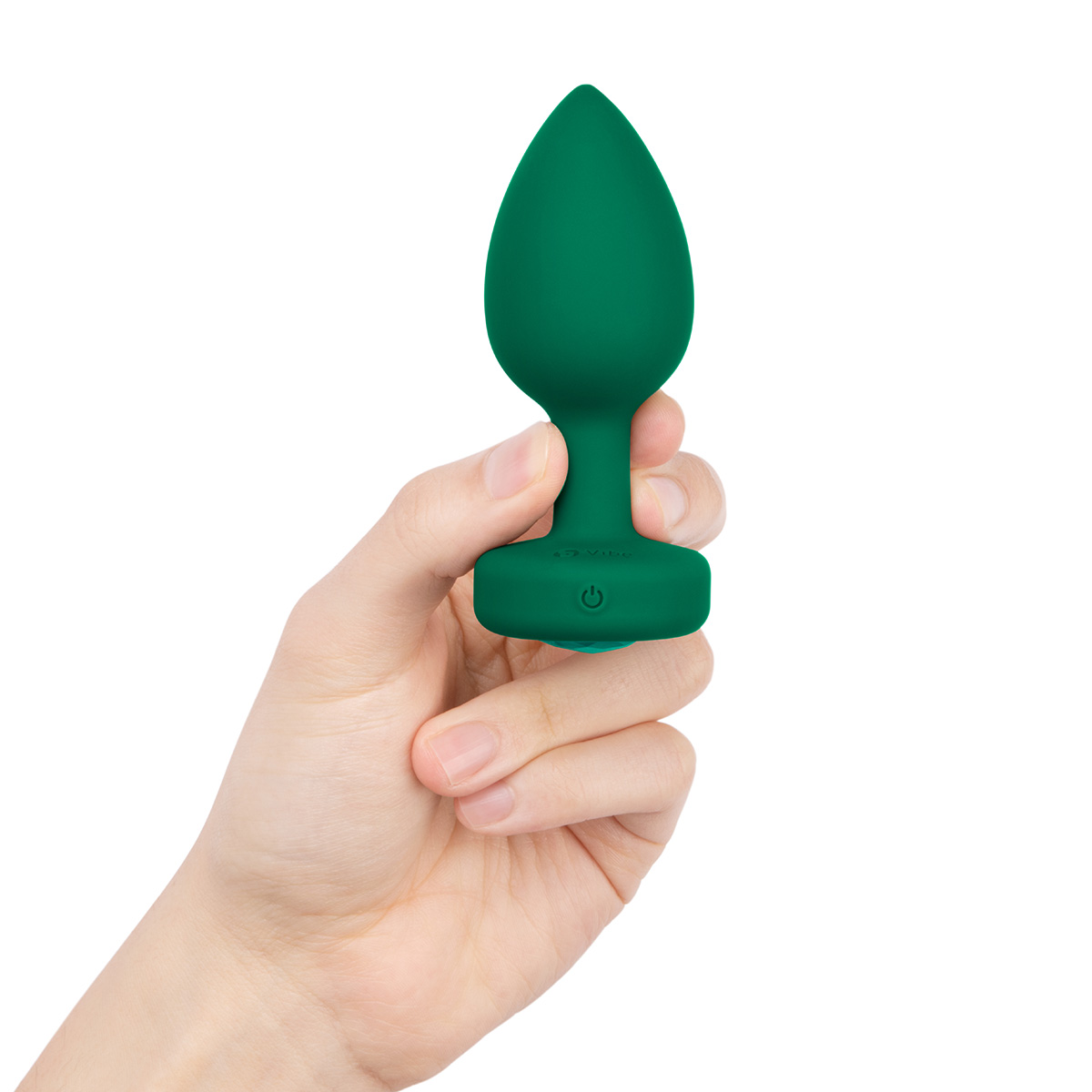b-Vibe Вибрирующая втулка Vibrating Jewel Plug M/L зеленого цвета