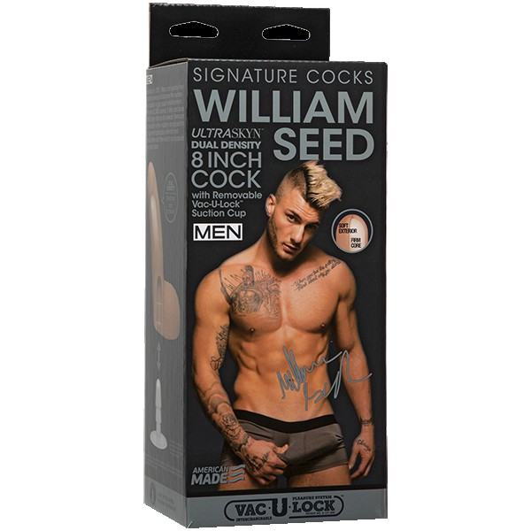 Фаллоимитатор с мошонкой на присоске необрезанный Signature Cocks - William Seed